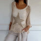🔥 Top a rete all'uncinetto con scollo rotondo per donna