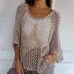 🔥 Top a rete all'uncinetto con scollo rotondo per donna