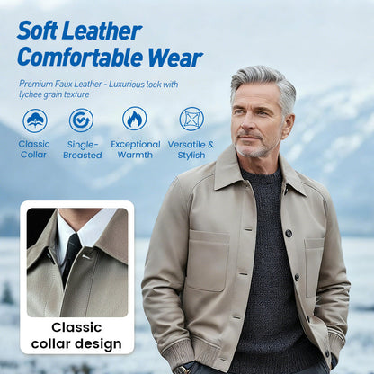 Chaqueta clásica de piel sintética para hombre