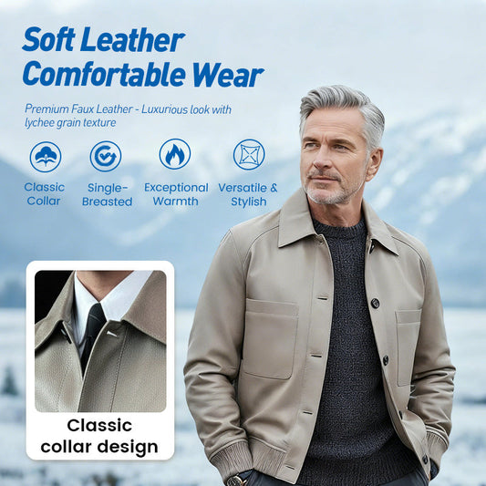Chaqueta clásica de piel sintética para hombre