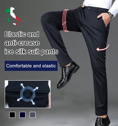 Pantaloni Tuta Elasticizzati E Antipiega In Seta Ghiaccio